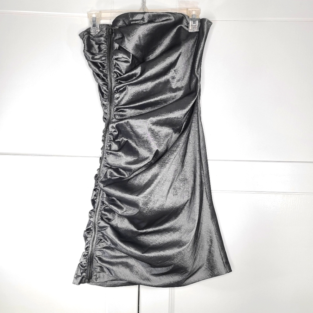 Calvin Klein platinum silver strapless dress.